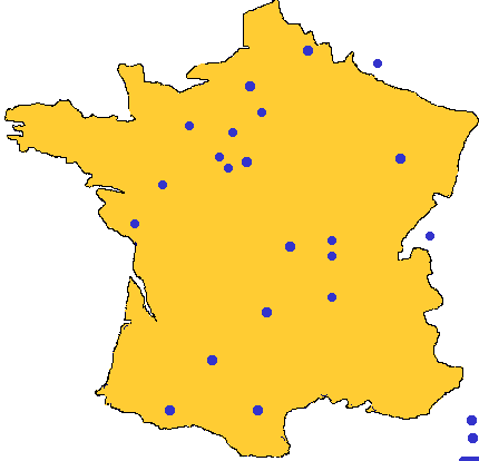 Carte des oeuvres liturgiques de Goudji en France et à l'étranger